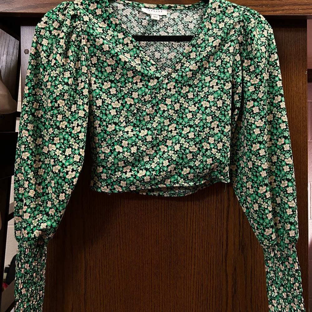 Green Floral Women's Blouse